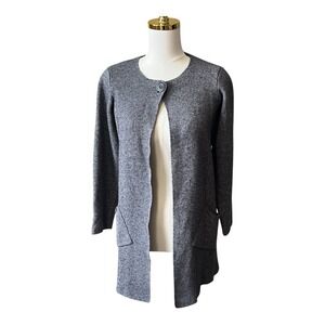 Cocogio Cardigan Sweater Made in Italy Single Button Open Front Pockets Gray M